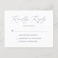 Elegant Navy Modern Minimal Wedding RSVP