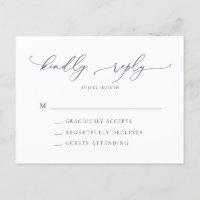 Elegant Navy Moderne Minimal Wedding RSVP Post