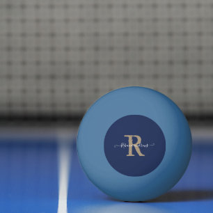 Elegant Navy Monogram Script Initial Name Tischtennisball