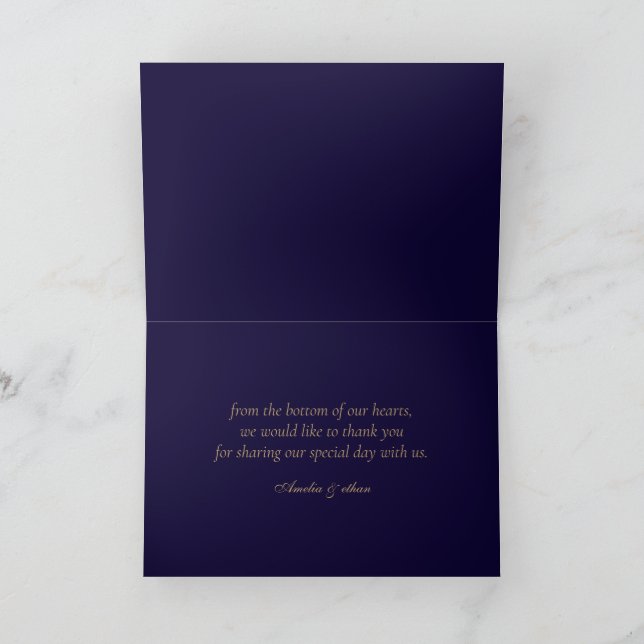 Elegant Navy Personalized Folded Thank You Card Dankeskarte (Innenseite)