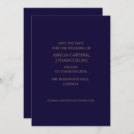 Elegant Navy personalized Save The Date Card