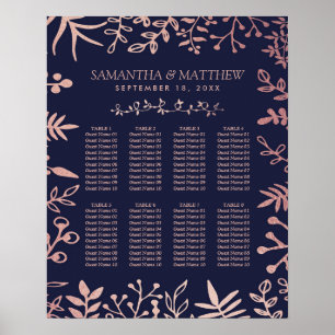 Elegant Navy & Rose Gold Floral Wedding Collection Poster