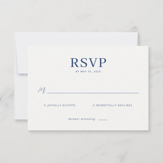 Elegant Navy RSVP Card Karte (Vorderseite)