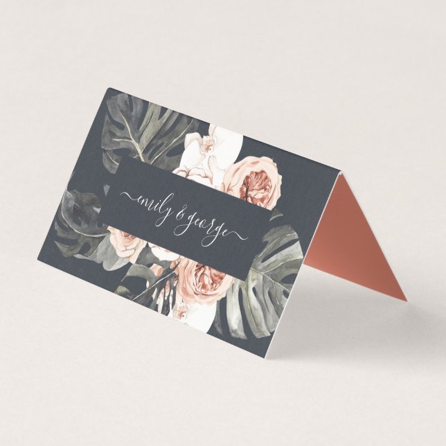ELEGANT NAVY RUST MONSTRERA PEONY FLORAL WEDD (Rückseite)