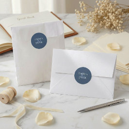 Elegant Navy Serif Ampersand Couple Names wedding Runder Aufkleber