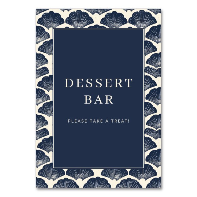 Elegant Navy Shell Motive Border Tischnummer (Vorderseite)