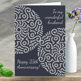 Elegant Navy Silver Mandala Hochzeitstag Karte