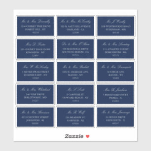 Elegant Navy & Silver Wedding individuelle Adresse Aufkleber