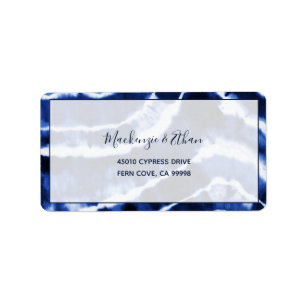 Elegant Navy Tie Dye Wedding RSVP Return Address Adressaufkleber
