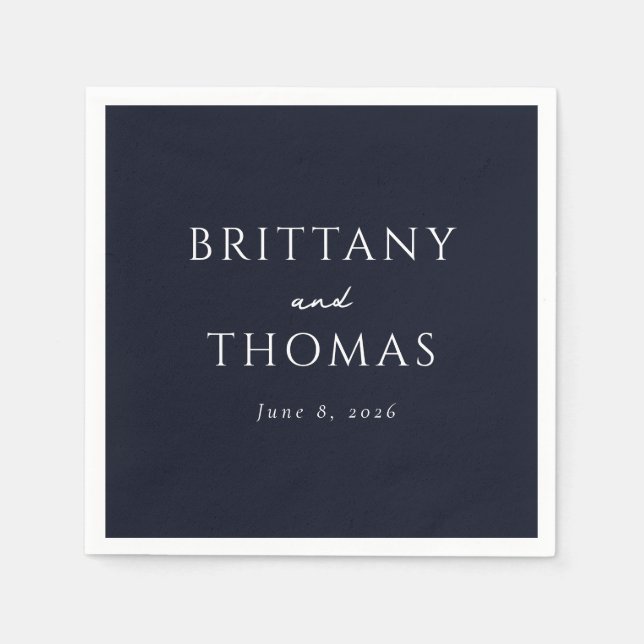 Elegant Navy Typografisch Serviette (Vorderseite)