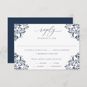 Elegant Navy Vintag Classic Wedding RSVP Car
