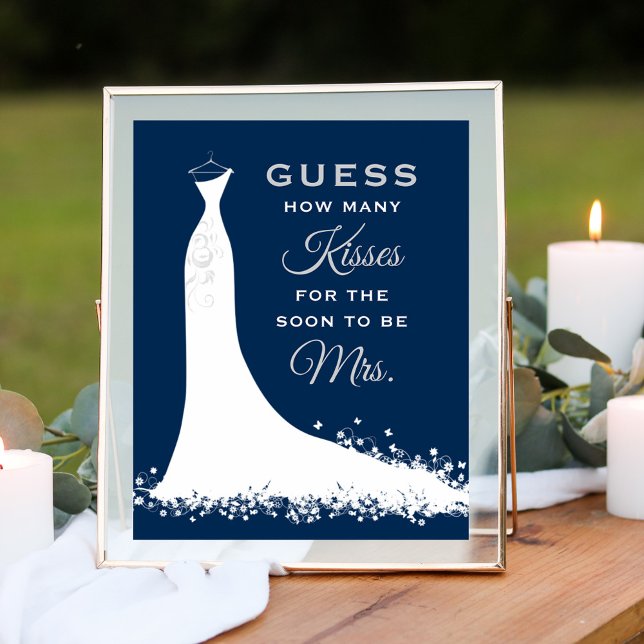 Elegant Navy Wedding Gown Brautparty Kisses Poster (Von Creator hochgeladen)