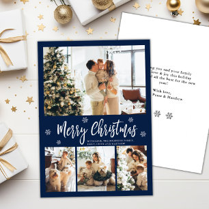 Elegant Navy White 4 Foto Collage Weihnachten
