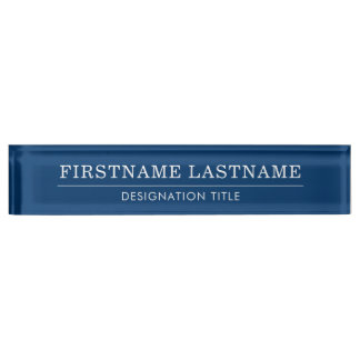 Elegant Navy & White with Name Title Simple Line  Namensplakette