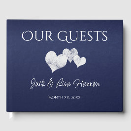 Elegant Navy With Hearts Guest Book Gästebuch