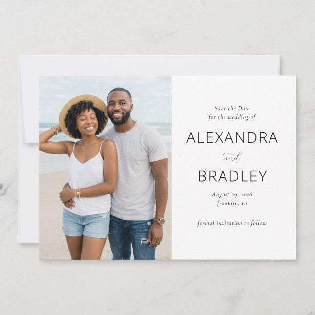 Elegant Neutral Beach Photo Save The Date (Vorderseite)