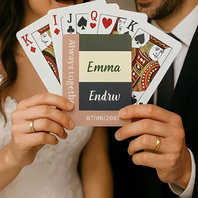 Elegant Neutral Color Wedding /Personalized Couple Spielkarten (Von Creator hochgeladen)