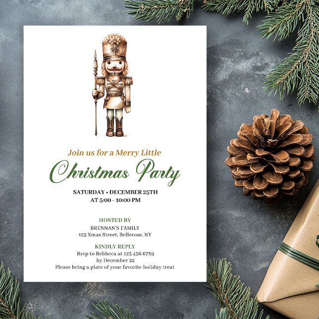 Elegant Neutral Earthy Colors Christmas Invitation Einladung (Elegant Neutral Earthy Colors Christmas Invitation)