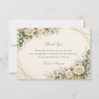 Elegant Neutral Greenery Floral Dankeskarte