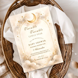 Elegant Neutral Starry Baby Shower Einladung