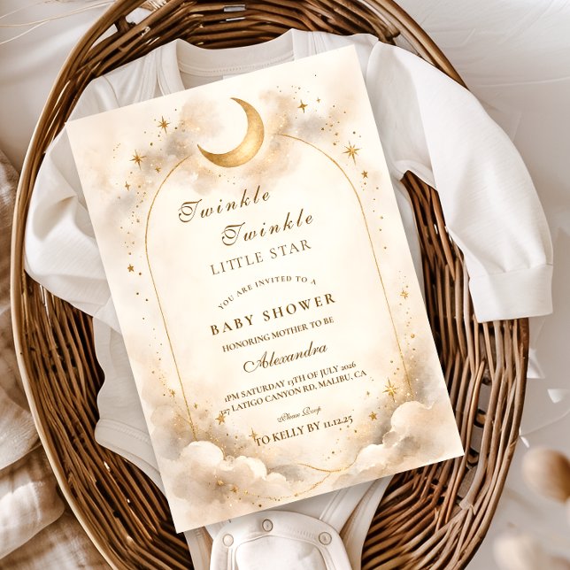 Elegant Neutral Starry Baby Shower Einladung (Von Creator hochgeladen)