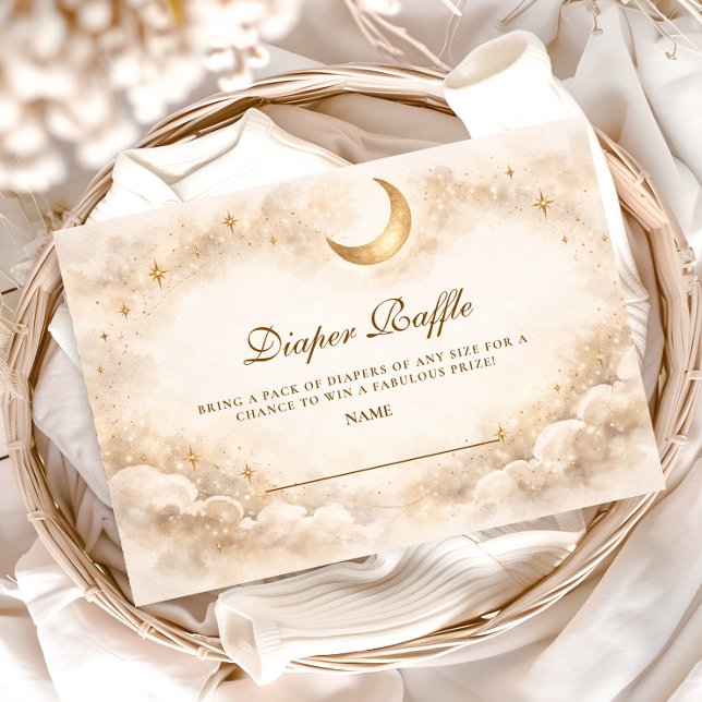 Elegant Neutral Starry Diapper Raffle Begleitkarte (Von Creator hochgeladen)