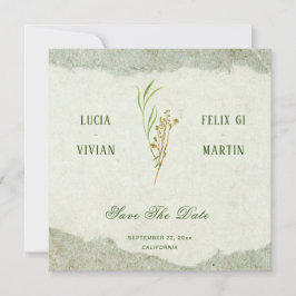Elegant neutral Vintag grün rustikal Save the Date Einladung