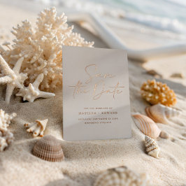 Elegant Neutral Wedding Save The Date Script Folieneinladung