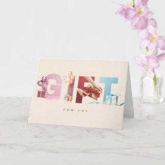 Elegant Neutrales GESCHENK Geburtstags Foto-Typogr Karte