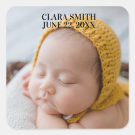 Elegant new baby announcement  quadratischer aufkleber