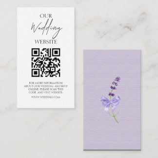 Elegant New Fashion Lavender Wedding QRCode Begleitkarte