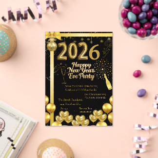 Elegant New Year Eve Party Invitation Card Acryleinladungen
