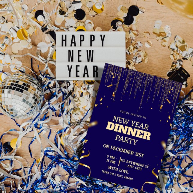 Elegant New Year's Eve Dinner Party Invitation Einladung ("Your Elegant New Year's Eve Invitation")