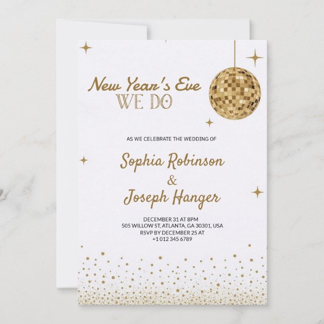  Elegant New Year's Eve wedding invitation  Einladung (Vorderseite)