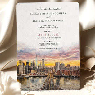 Elegant New York City Skyline Brooklyn Bridge Einladung