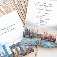 Elegant New York City Skyline Brooklyn Bridge