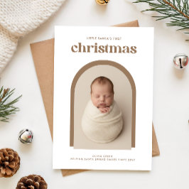 Elegant Newborn Baby's First Christmas Arch Photo Feiertagskarte