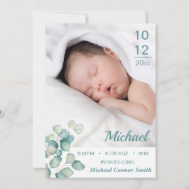 Elegant Newborn Birth Stats Photo Card Ankündigung