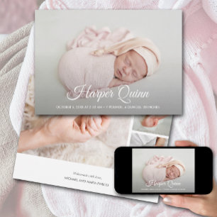 Elegant Newborn Foto Collage Birth Ankündigung