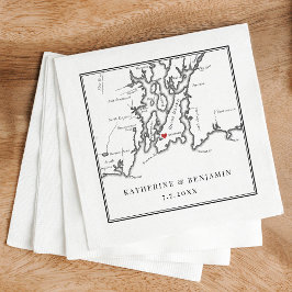 Elegant Newport Rhode Island Schwarz-weiß Hochzeit Serviette