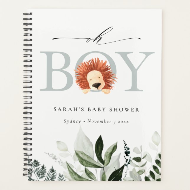 Elegant Niedlich Boho Lion Foliage Oh Boy Baby Sho Planer (Vorderseite)