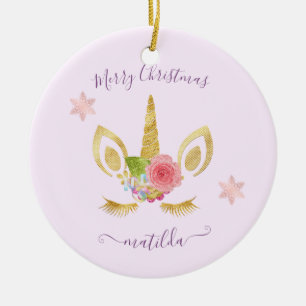 Elegant niedlich Frohe Weihnachtsgold Glitzer Einh Keramik Ornament