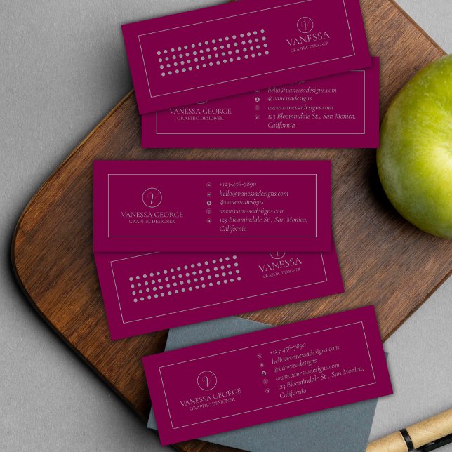 Elegant Niedlich Red Modern Monogram Custom Mini Visitenkarte (Elegant Cute Red Modern Monogram Custom Mini Business Card)