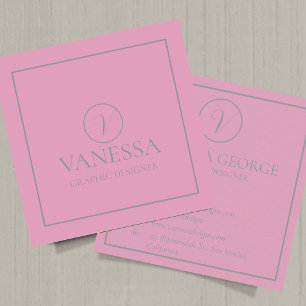 Elegant Niedlich rosa Modernes Monogramm Custom Quadratische Visitenkarte