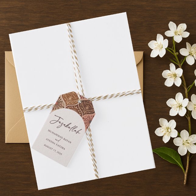Elegant Nikkah Islamische Hochzeit Vielen Dank Geschenkanhänger (Elegant Nikkah Islamic Wedding Thank you Favors Gift Tags)