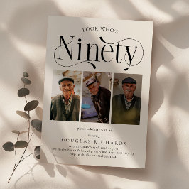 Elegant NINETY 3 Foto Collage 90. Geburtstag Einladung