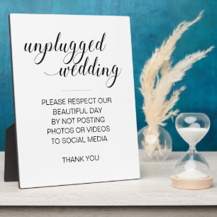 Elegant No Social Media Unplugged Wedding Sign Fotoplatte