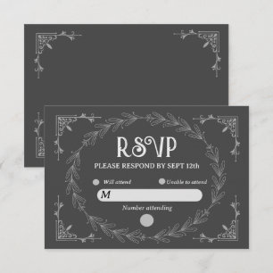 Elegant Noir Deko   Schwarz-Weiß-Hochzeit RSVP Karte
