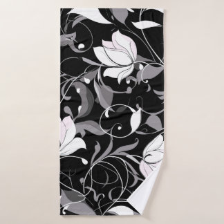 Elegant Noir Floral Swirl Badehandtuch