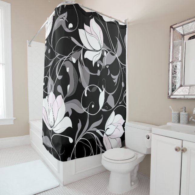Elegant Noir Floral Swirl Duschvorhang (Beispiel)